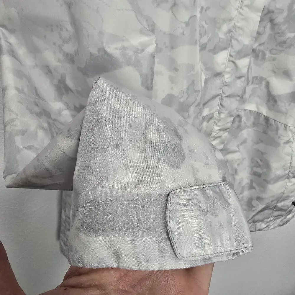 Swiss Alps White Camo Full Zip Packable Windbreaker w Hood Youth‎ Large 12-14